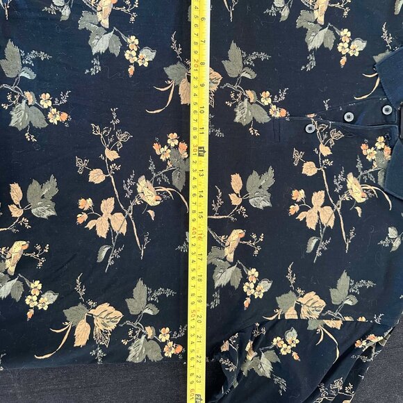 Bird print, black polo shirt - Picture 9 of 9